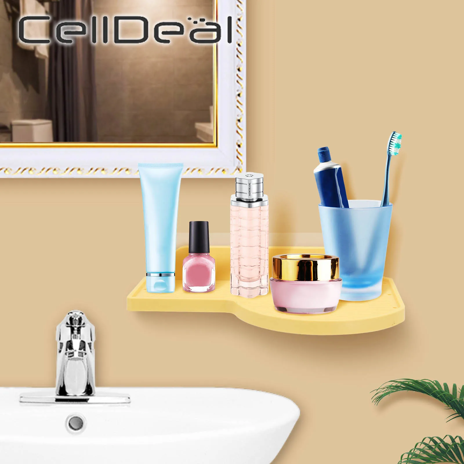 

Geometric Shelf Bathroom Toilet Shampoo Holder Kitchen Wall Mount Shelf No punching ABS Storage Rack Household Organizer