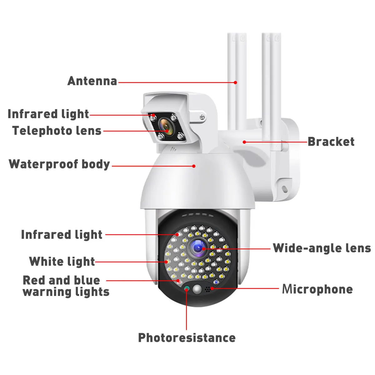

HD 1080P IP Camera WiFi Wireless Speed Dome IR Camera Outdoor Security Audio Surveillance Waterproof CCTV Camera With LED