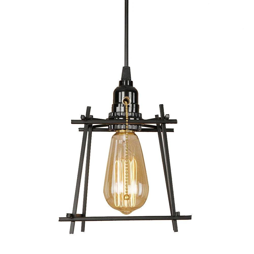 Винтажный железный черный подвесной светодиодный светильник E27 лампа для