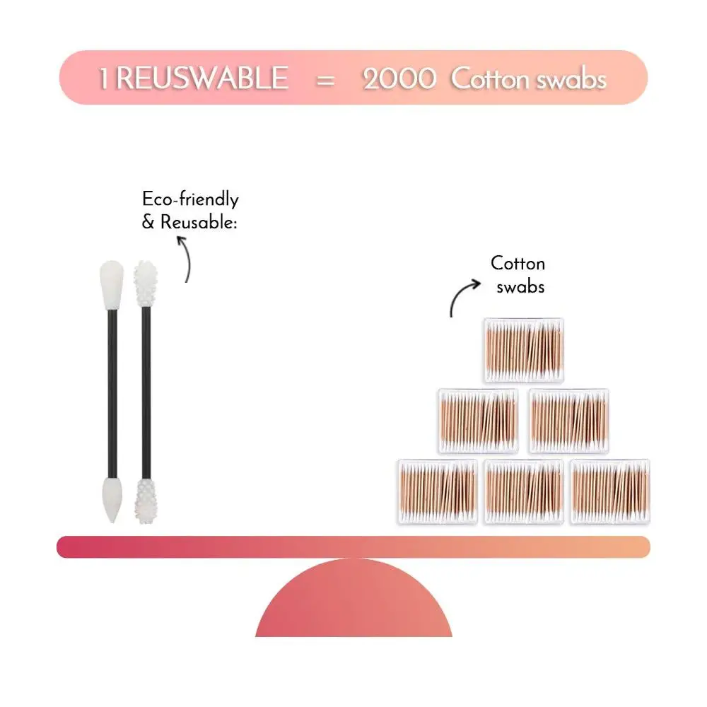 2 шт./корт. Многоразовые ватные палочки Косметические Силиконовые для очистки