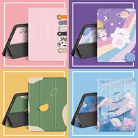 for ipad 10 2 10 5 10 9 inch ipad case cartoon silicone soft back smart cover for ipad air 2 3 4 pro 11 tri fold tablet case
