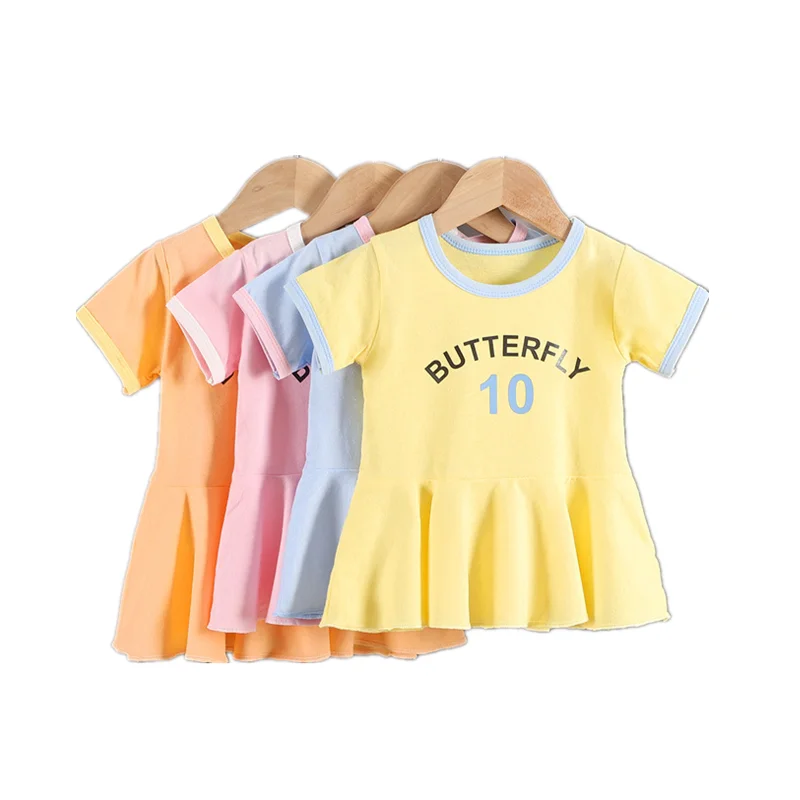 

New Toddler Cotton Dress Girls Baby Letter Sport Cute Fashion Infants Clothing Exquisite Kids 1 2 3 4 5 Years Summer Costume