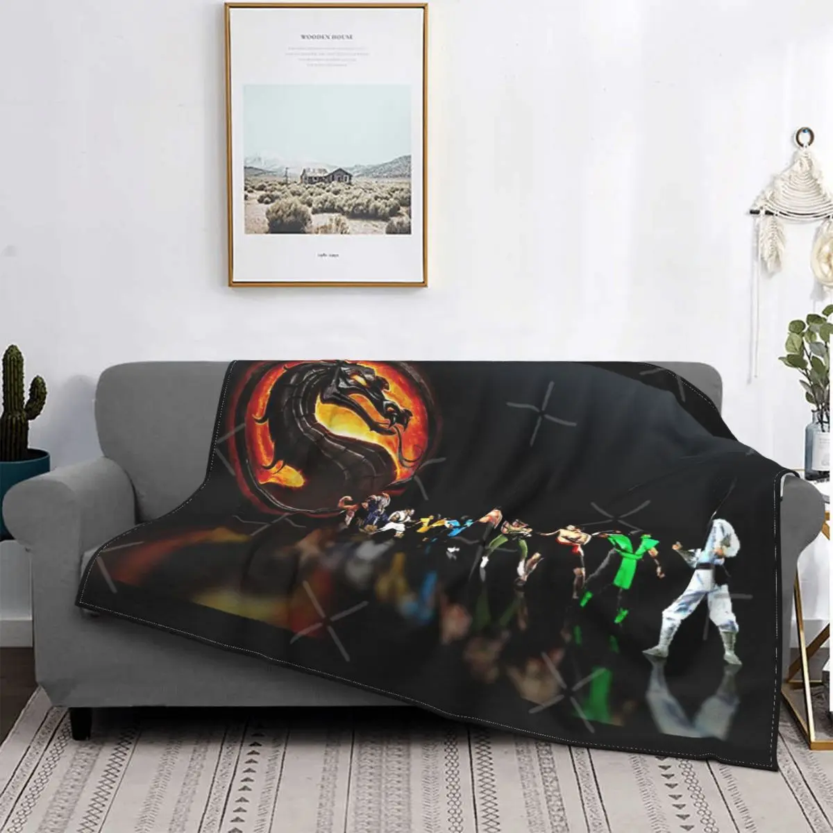 

Manta de arte Mortal Kombat Pixel, colcha para cama a quadros, 135