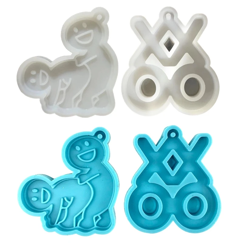 

2Pcs Valentine's Day Keychain Epoxy Decorative Molds with Hole Pendant Mold L5YB