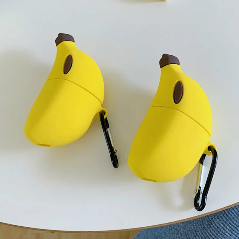 3D чехол для AirPods мультяшный наушник чехол для Airpods 2 милые аксессуары защитный чехол с брелком красивый фруктовый банановый дизайн