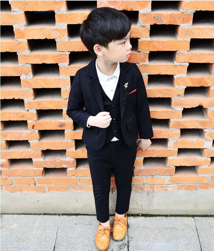 

Flower Boys Jacket Vest Pants 3PCS Wedding Suit Gentleman Kids Birthday Performance Dress Children Enfant Garcon Mariage Costume