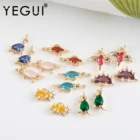 YEGUI M1059, аксессуары для ювелирных изделий, позолота 18k, медь металл, ювелирные изделия, цирконы, очаровательные, diy подвески, ювелирные изделия, 6 шт.лот