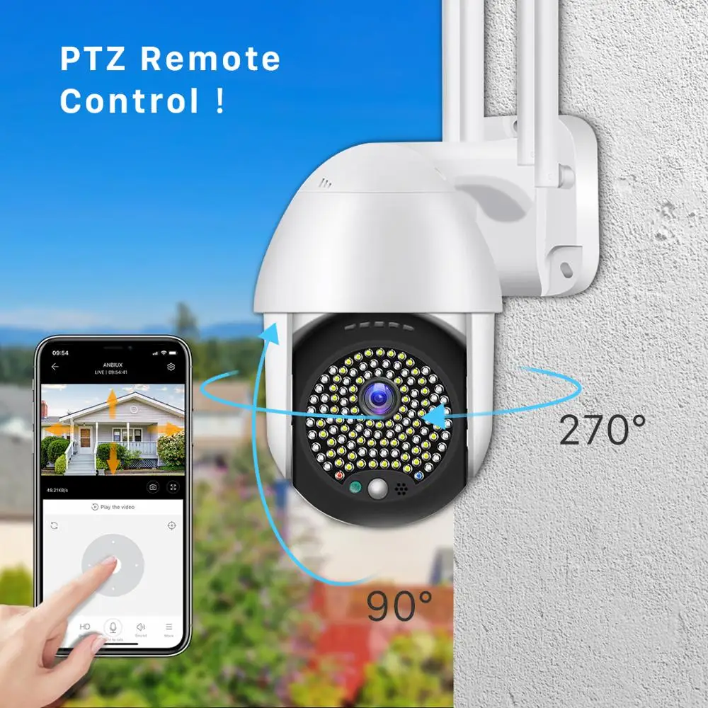 IP камера облачная 1080P Wi Fi PTZ 2 Мп 4 кратный зум автослежение 122 светодиодов|Камеры