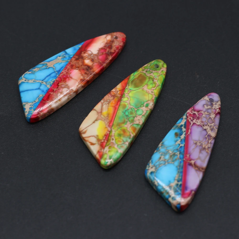 

Small Pendant Natural High Quality Emperor Stone With Hole Charms for Jewelry Making DIY Necklace Earring Accessories 16x40mm