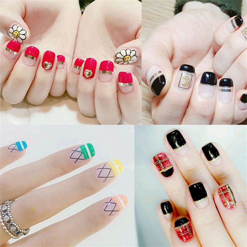 24 стиля наклейки для французского маникюра и дизайна ногтей стикеры салона