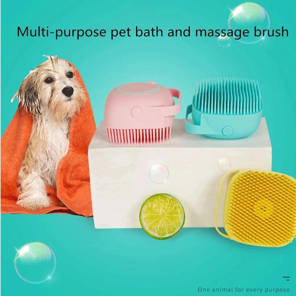 

Pet Dog Bath Massage Brush Comb Bathroom Shower Grooming Shampoo Dispenser Cleaning Gloves Multibrush for Dogs Cats Accessories