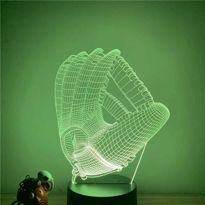 3D светодиодный ночсветильник бейсбольная перчатка экшн фигурка 7 цветов