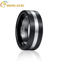 bonlavie 8mm classic tungsten carbide ring black silver brushed proposal engagement love ring for men