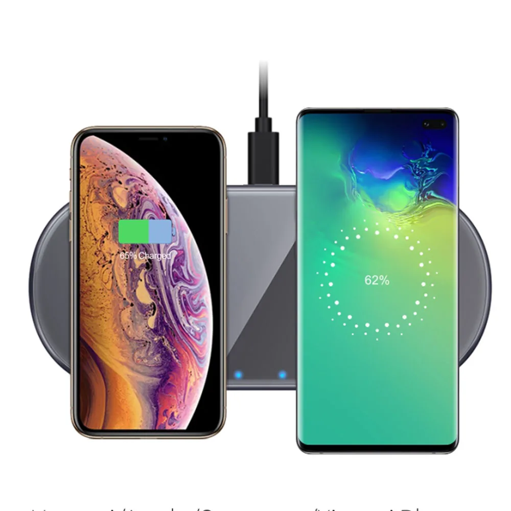 15W Qi Wireless Charger Fast Double charge For Samsung s10 Plus Huawei p30 pro USB Charging Pad for iPhone 8 plus X XS XR | Мобильные