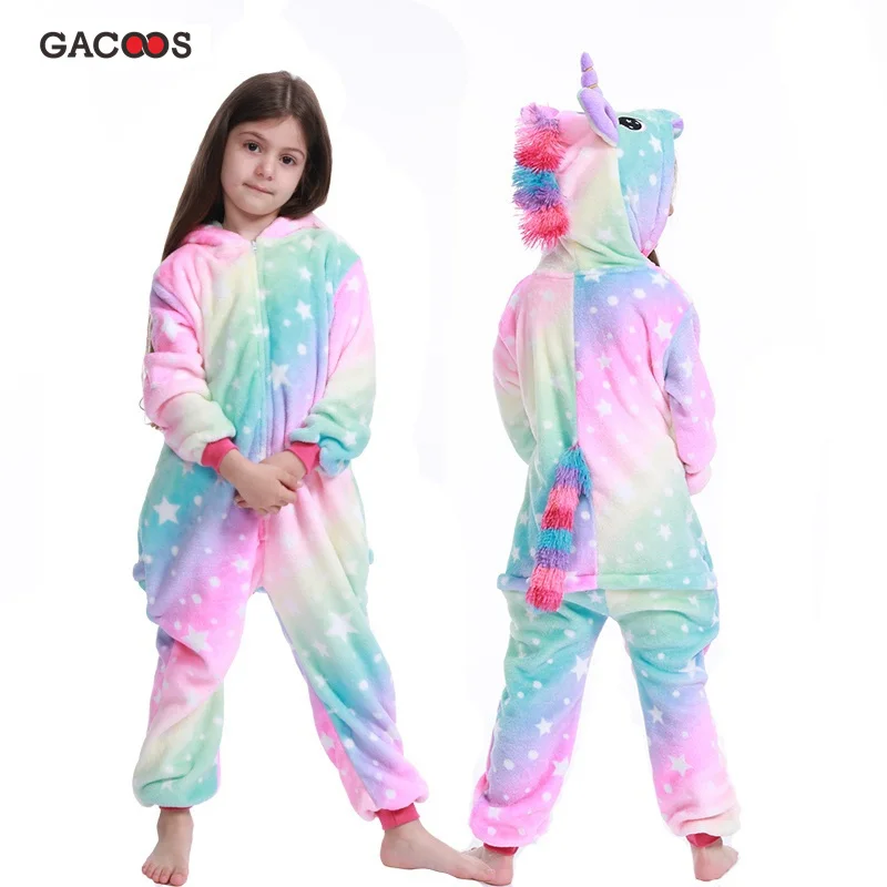 Детская Пижама с единорогом Kugurumi зимняя для девочек героями