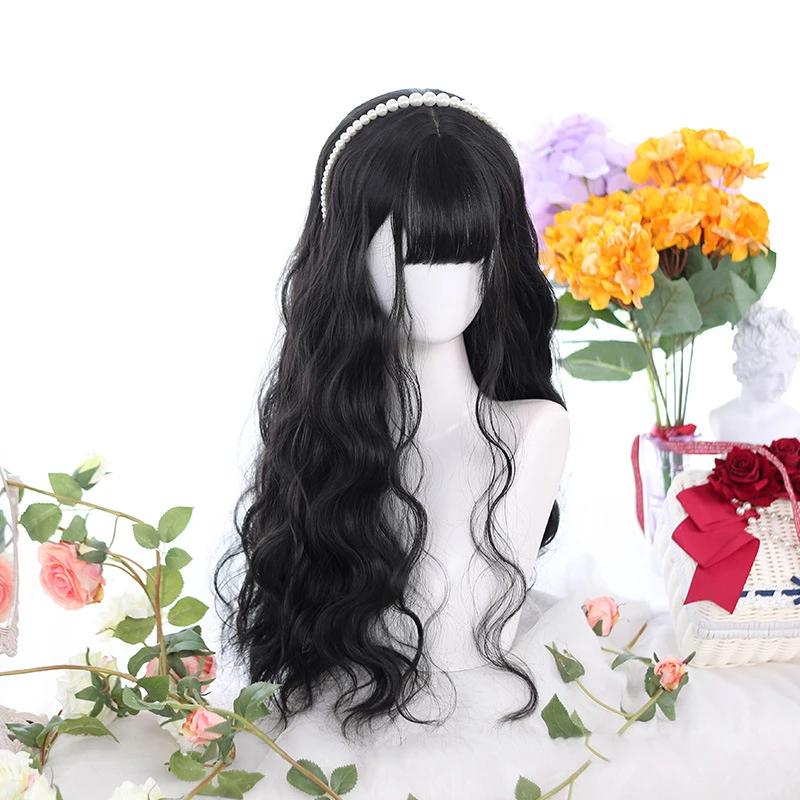 

WEILAI Long Black Wigs Cosplay Body Wave Synthetic Wigs with Full Bangs For White/Black Women France American Natural Hair