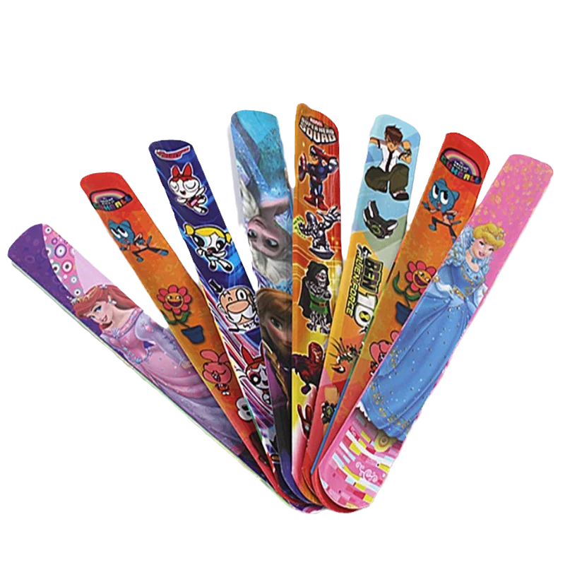 

20 PCS/Lot Colorful Clap Circle Hand bracelet Cartoon figures & animals Slap Bracelet Gifts wristband pvc bangle