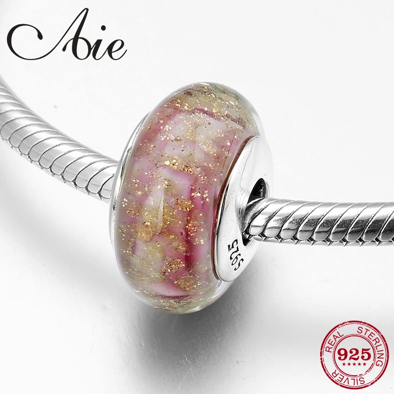 Новые 100% настоящие серебряные сверкающие розовые стеклянные бусины из