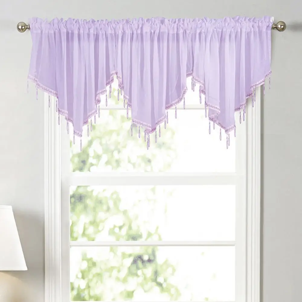

Solid Color Triangle Shape Kitchen Short Curtain Window Valance Drape Home Decor