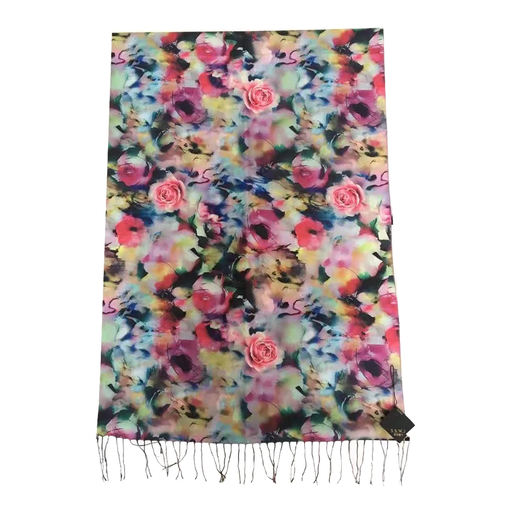 Полосатые клетчатые шали палантины модная пряжа с петлей длинные женские шарфы