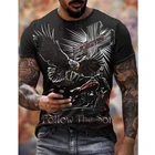 Мужская винтажная футболка, летняя футболка в стиле хип-хоп, с 3D изображением автомобиля, шоссе, мотоцикла, байкера, футболка большого размера, уличная одежда