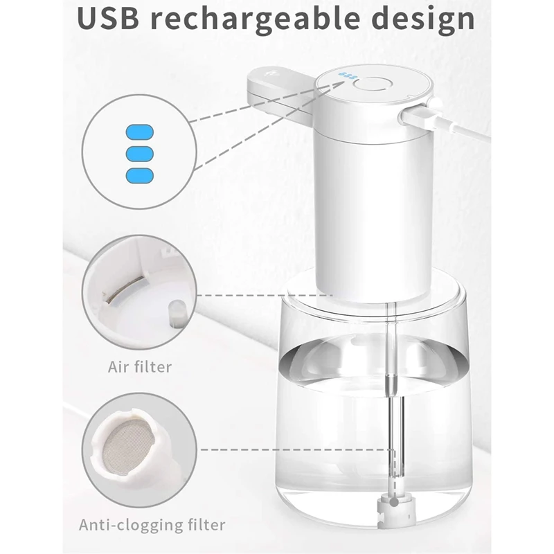 

Touchless 450Ml USB Disinfection Dispenser Automatic Spray Dispenser with Induction Sensor Standing IPX7 Waterproof