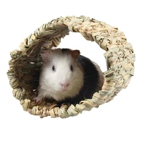 1pc hamster tunnel toy creative handmade grass woven rabbit squirrel hamsters hideaway toy small animal guinea pig hedgehog toys