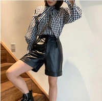 meshare new fashion real genuine sheep leather shorts g9