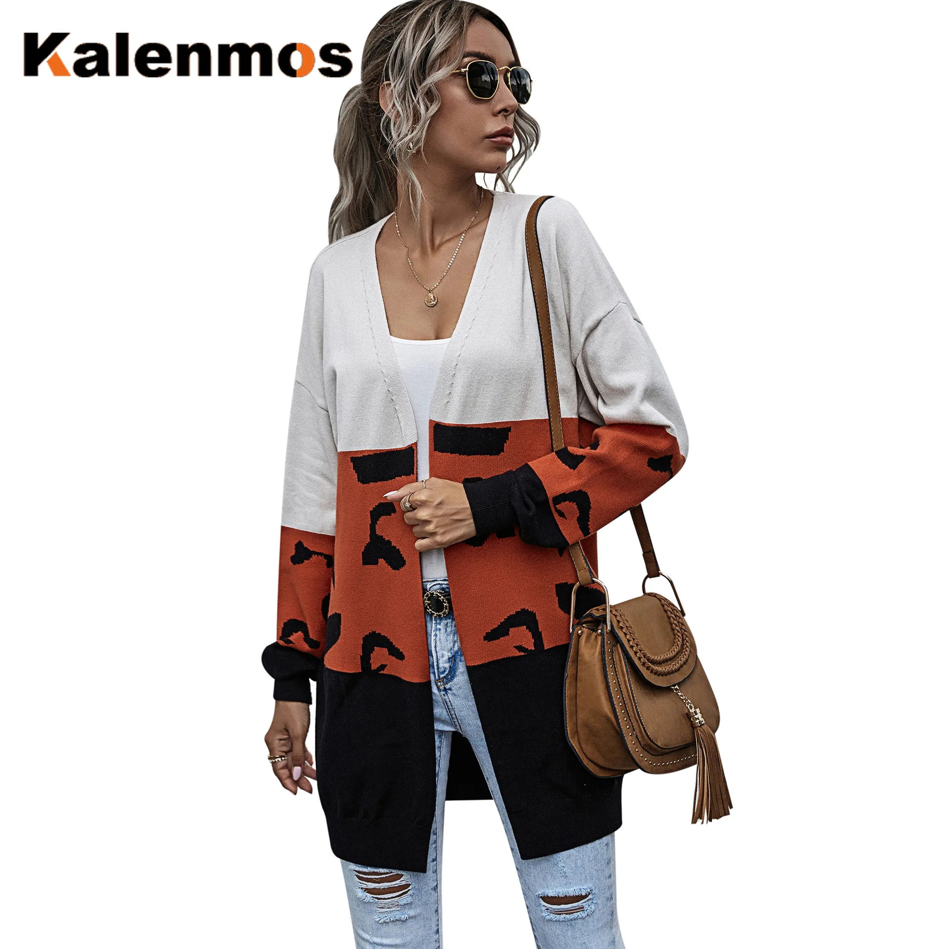 Женский длинный кардиган в стиле пэчворк бохо с длинным рукавом уличная одежда