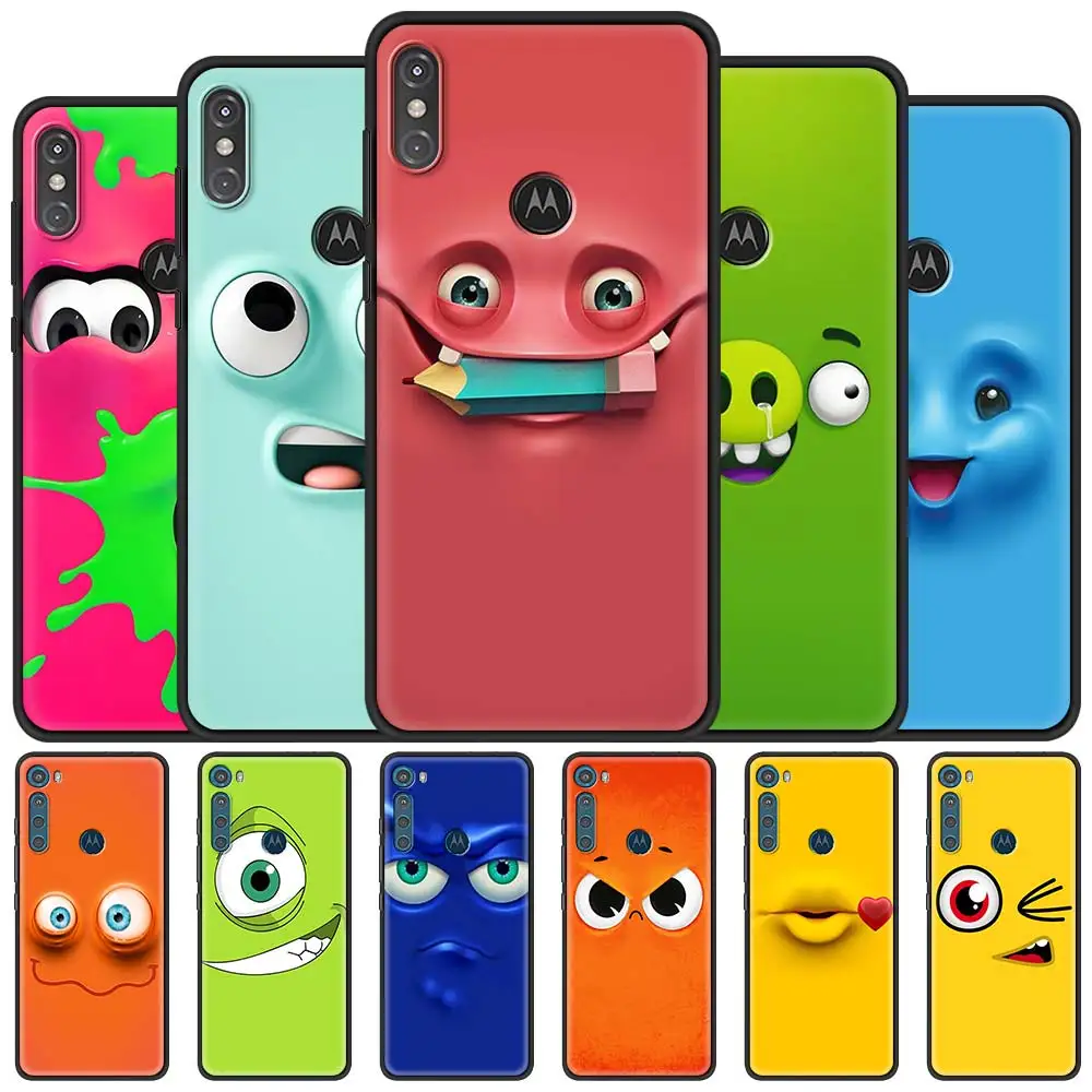

Case for Motorola Moto G9 Play One Fusion Plus G8 Power Lite Soft Cover Hype G Stylus E6s E7 Phone Funda Smiling Face And Eyes