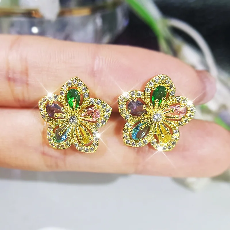 

Ral Natural Topaz Flower Earrings 925 Silver Needles Exquisite Diamond Bizuteria Silver 925 Jewelry Aros Mujer Oreja Earrings