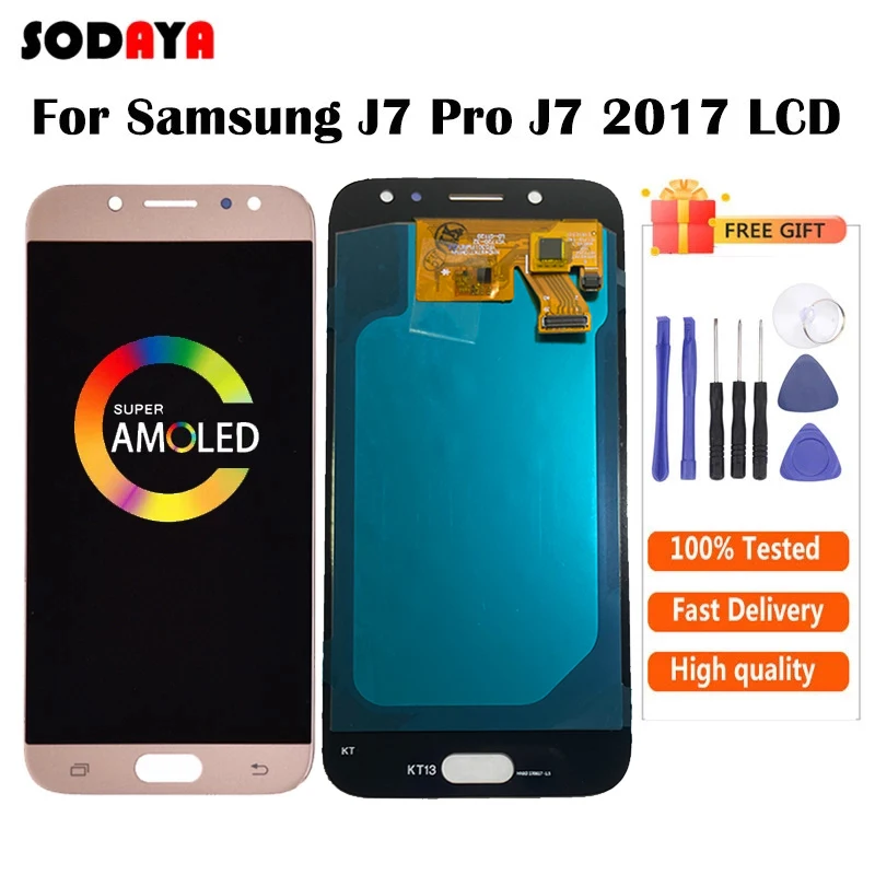 AMOLED J7 Pro Display For Samsung 2017 J730 J730F LCD With Touch Screen Digitizer Assembly | Мобильные телефоны и