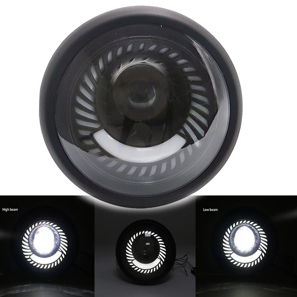 Ретро 6 5 светодиодный кронштейн фары мотоцикла кольцо Ангела Hi & Lo луч лампы для