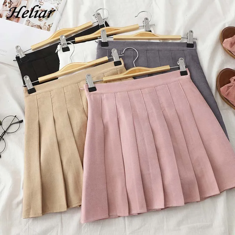 

FAKUNTN Heliar Women Pleated Skirt S-2XL High Waist Harajuku JK Skirt Preppy A-line Casual Sweet Cute Mini Skirts For Women