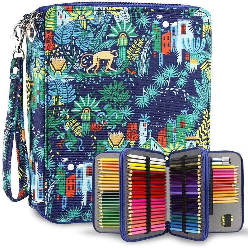 120 Slots Colored Pencil Case Oxford Fabric Pen with Compartments Holder for Watercolor Pencils | Канцтовары для офиса и дома