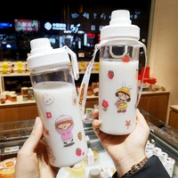 500ml plastic water bottle lucky girl water bottle with straw japanese pink cute lce cup for kids girls wall drinking cup gift