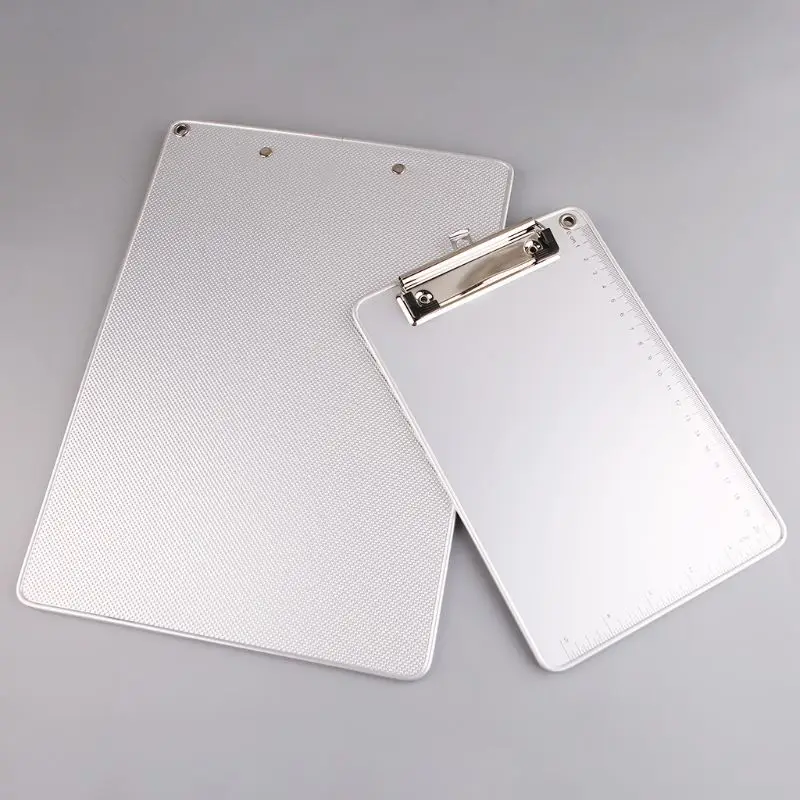 A5 Aluminum Clip Board   Antislip Alloy Writing File Hardboard Paper Holder for Office School Stationery Supplies Boards in silver metal