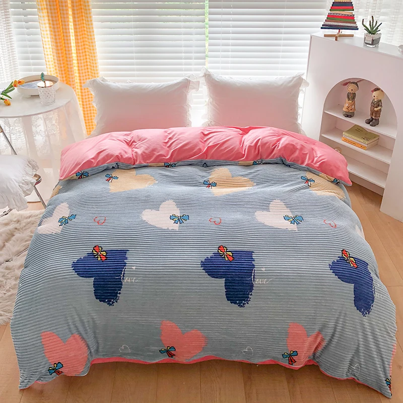

Flannel Quilt cover for Household Warm Blanket Winter Duvet Cover Throw Mechanical Wash bedding Magic Velvet Home Textiles
