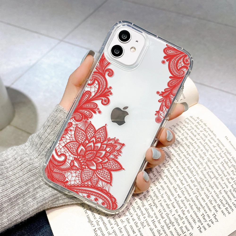 

Women Lace Flower For iPhone 11 Pro Max 12 Mini 7 8 X XR Floral Case For iPhone 11 6S 7 8 Plus SE 2020 Silicone Soft Back Cover