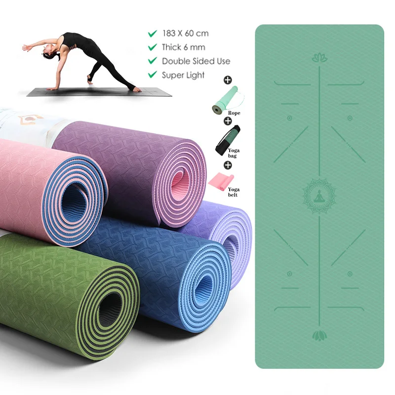 

Yoga Mats Non Slip Fitness Mat For Beginner Environmental Gymnastics Mats 183X61CM TPE Position Line Super Light Gym Pilates New