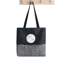 2021 shopper crack in the moon tote bag painted women harajuku shopper handbag girl shoulder shopping bag lady canvas bag