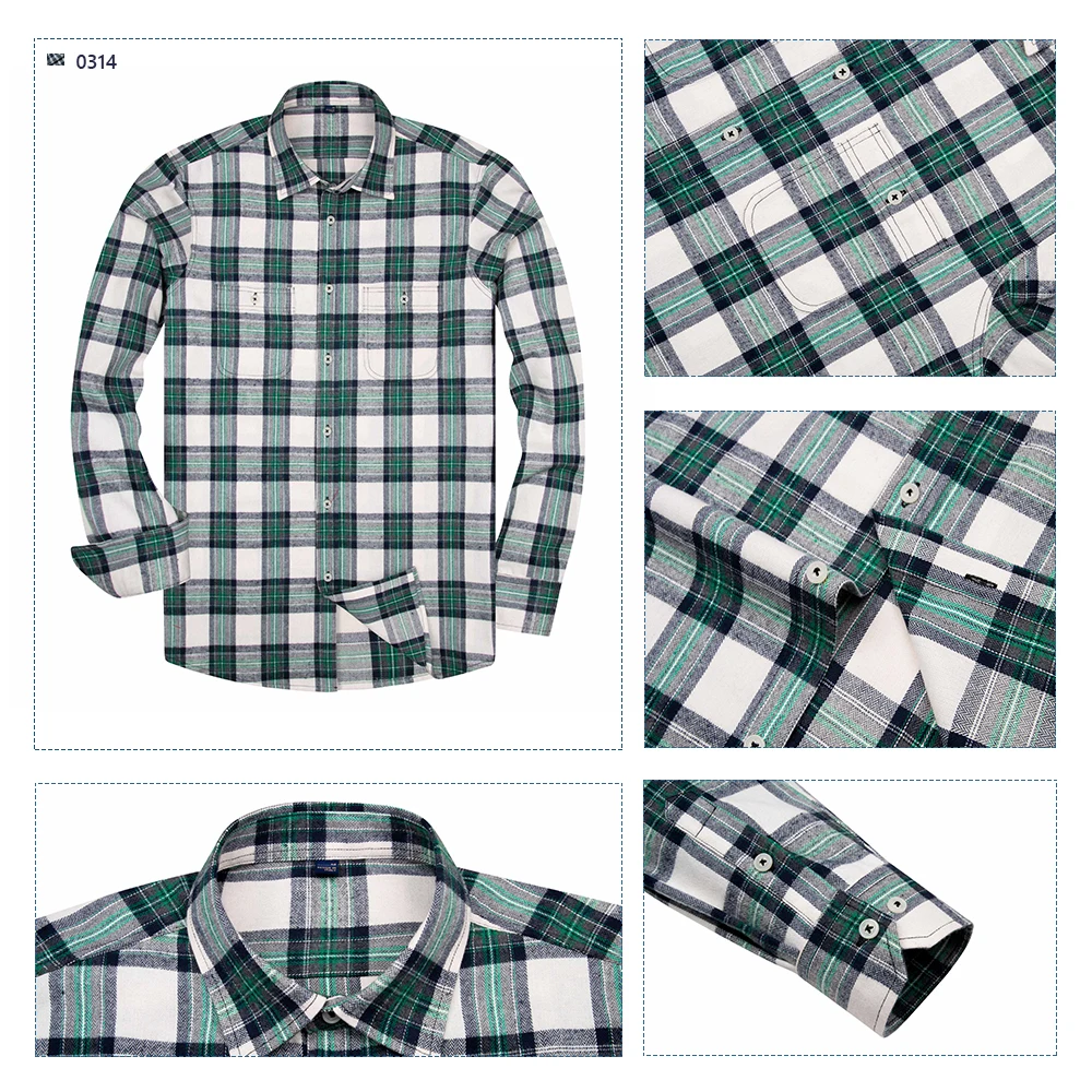 Мужская Фланелевая рубашка в клетку повседневная хлопковая с длинным рукавом