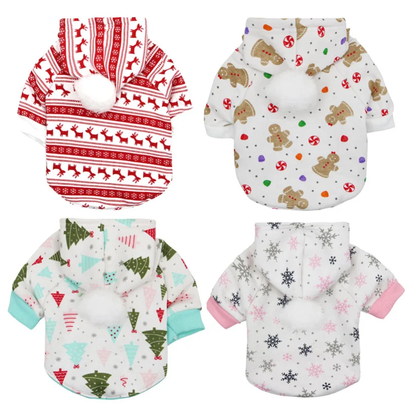 

Christmas Dog Hoodies Autumn and Winter Pet Clothes Santa Claus Snowflake Cats Dogs Coat Teddy Bear Dog Clothes Pet Supplies
