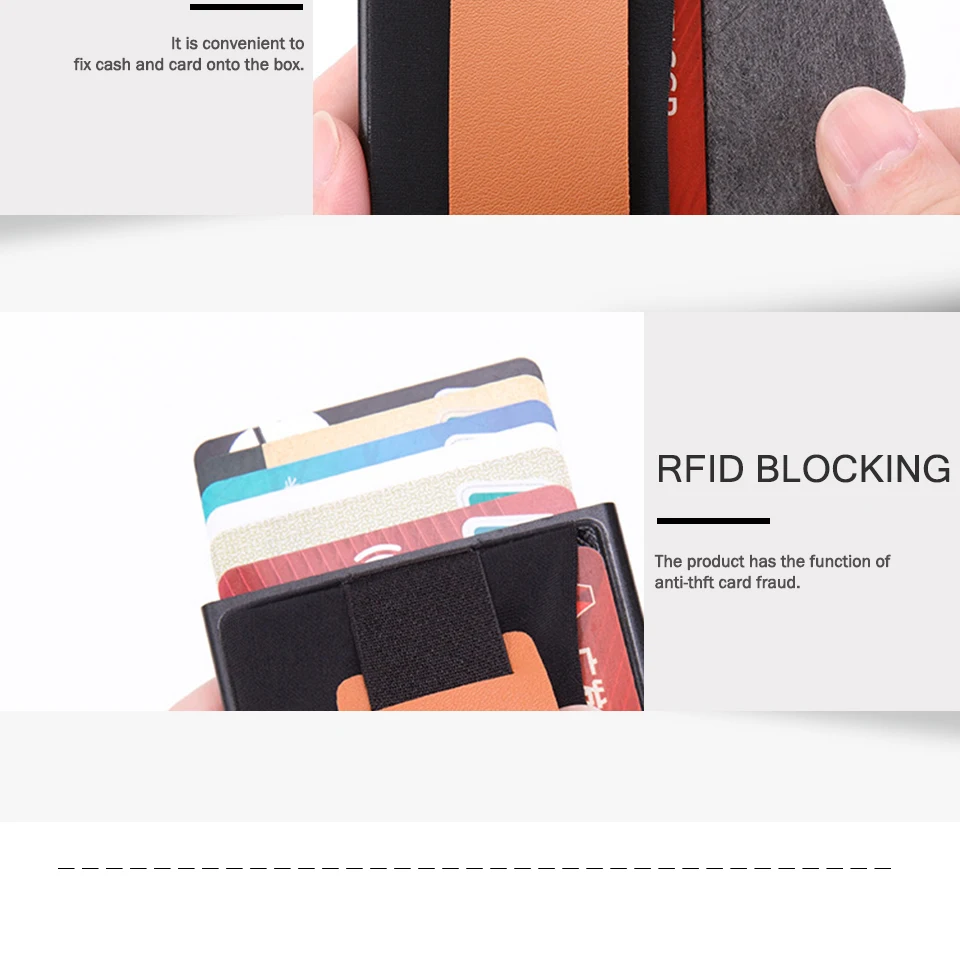 RFID смарт-кошелек держатель кредитной карты металлический тонкий мужской кошелек пройти секретный всплывающий минималистичный кошелек маленький черный кошелек