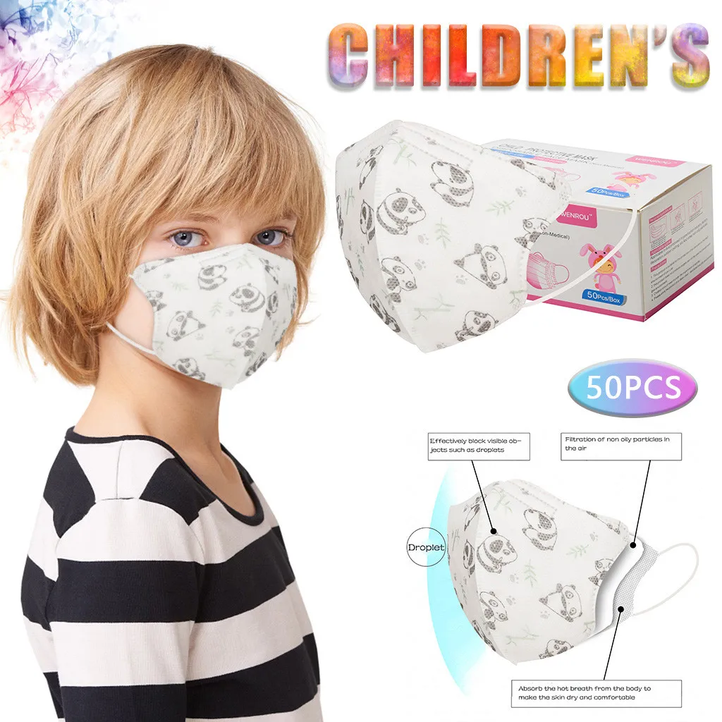 

50/20PC Mask Disposable dust mask for children Industrial 3-layer breathable Non-Woven cartoon print PM2.5 pollution haze mask