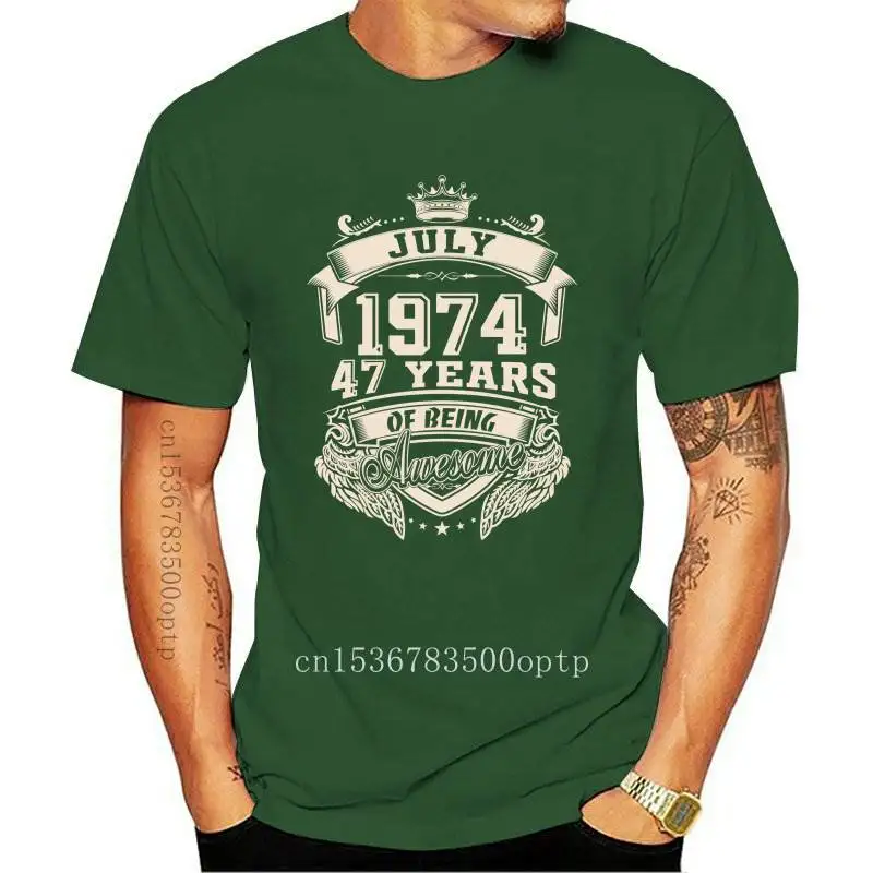 

Born In July 1974 47 Years Of Being Awesome T Shirt Oversized Cotton Short Sleeve T-shirt