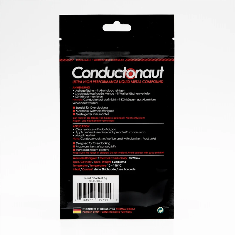 thermal grizzly conductonaut liquid metal thermal grease for cpu gpu graphics card thermal conductivity 73 wmk thermal paste free global shipping