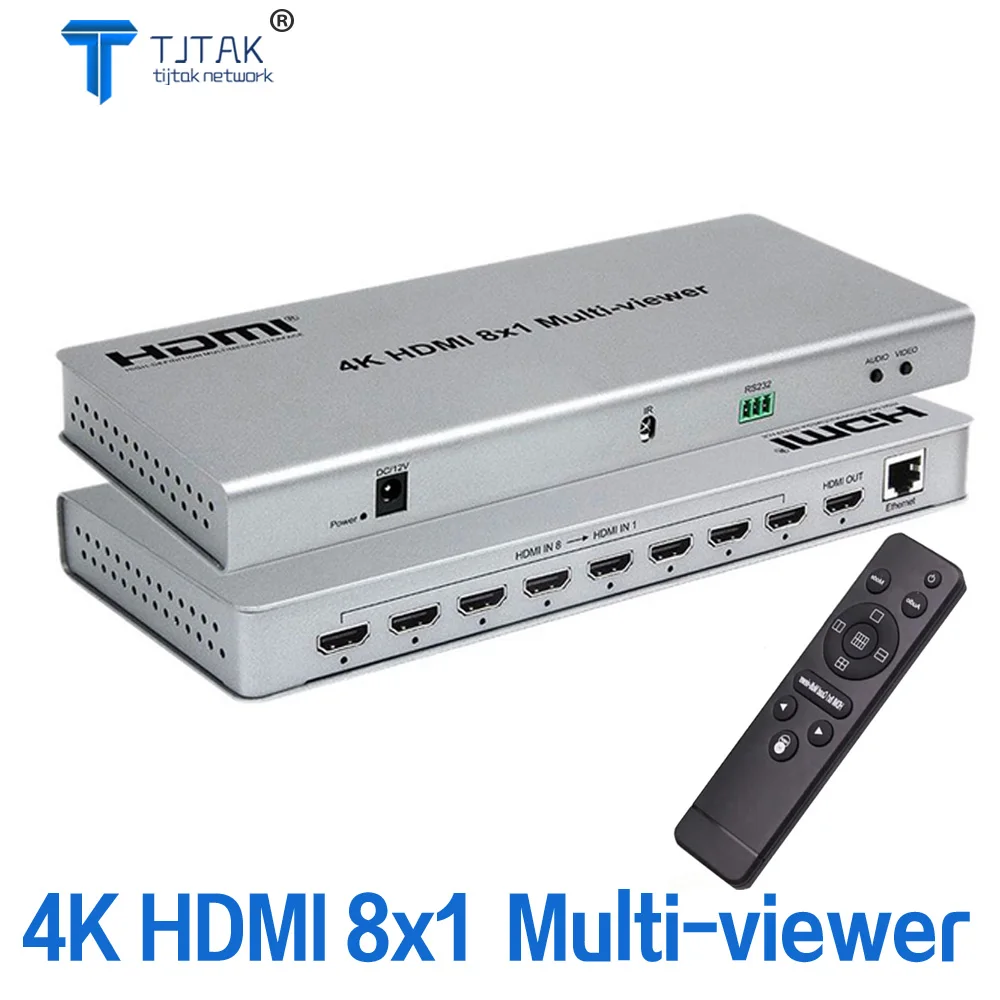 

4K HDMI 8x1 четырехъядерный многофункциональный Переключатель HDMI 8 в 1 бесшовный многофункциональный Переключатель ИК-разделитель экрана преоб...