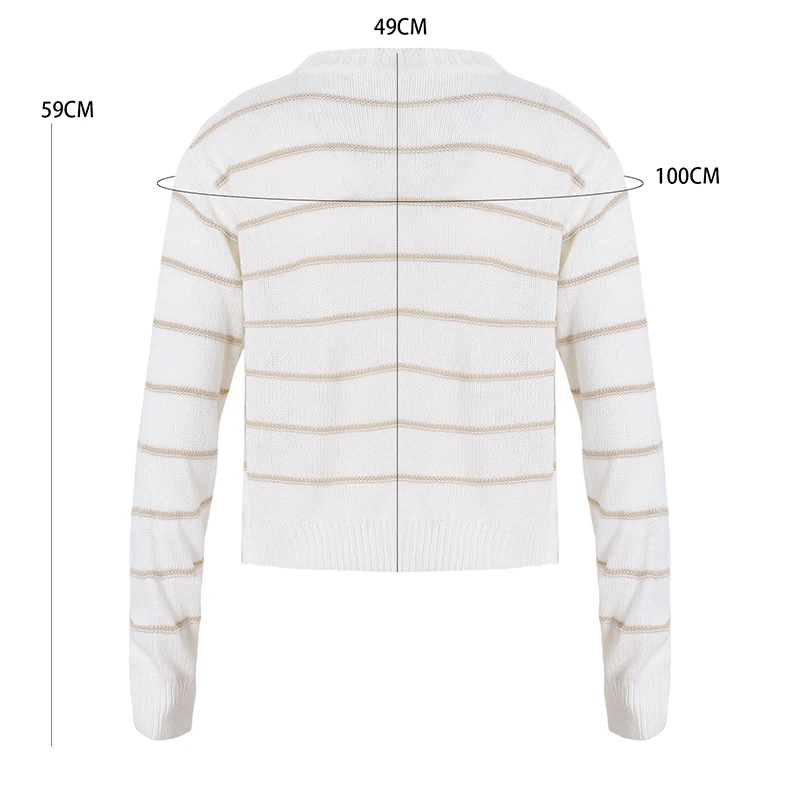 

Autumn Winter Long Sleeve Loose Knitted Sweater 2021 Fashion Striped Button O Neck Sweater Elegant Jumpers Casual Pullover