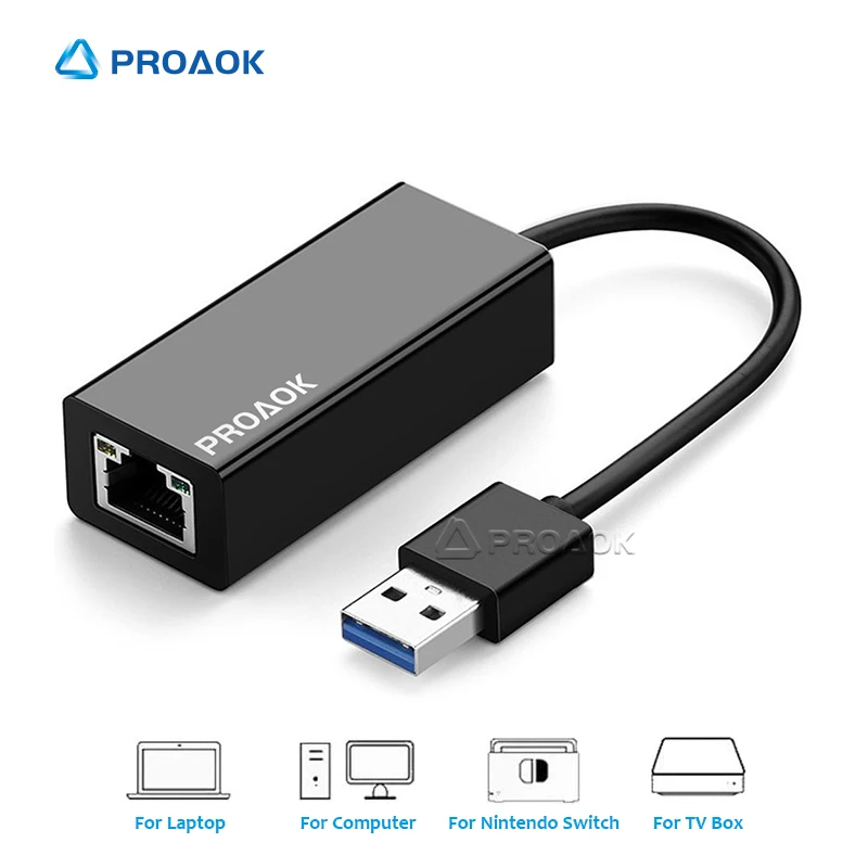 

Network Connector USB 3.0 to Ethernet RJ45 Lan Gigabit Adapter For 10/100/1000 Mbps Ethernet For Nintendo Switch Laptop Computer
